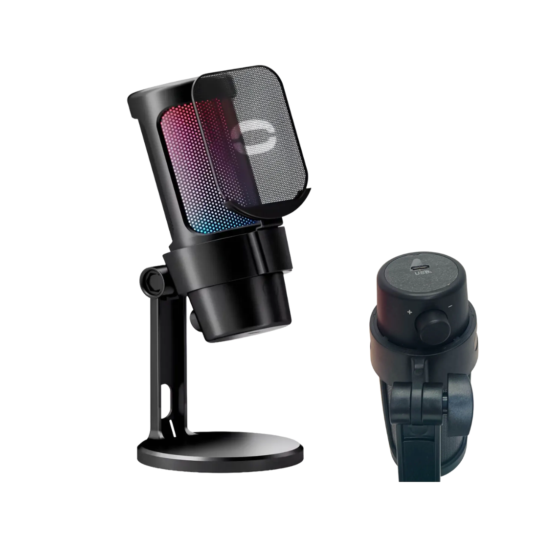 MICROFONE CONDENSADOR USB RGB PARA PC GAMER STREAMING
