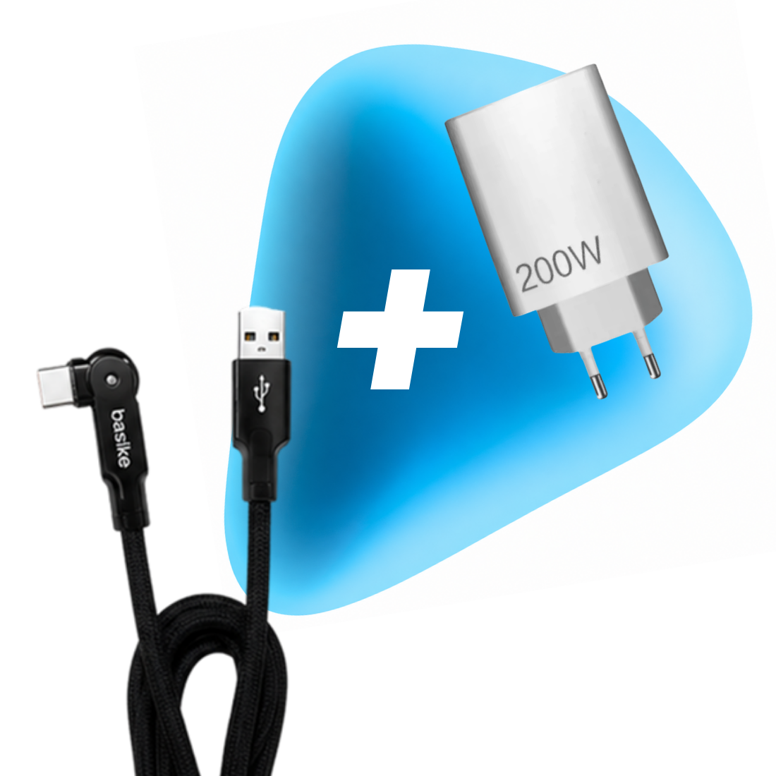 Kit Carregador Turbo 200W + Cabo USB-C 180° Reforçado para Carregamento Rápido