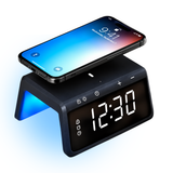 Base Carregador por Indução com Relógio Despertador e Luz RGB