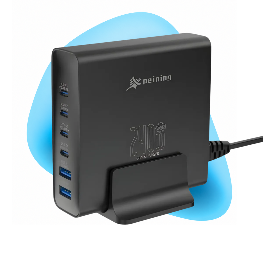 Carregador Turbo 240W 6 ENTRADAS CARREGAMENTO RÁPIDO TIPO-C USB