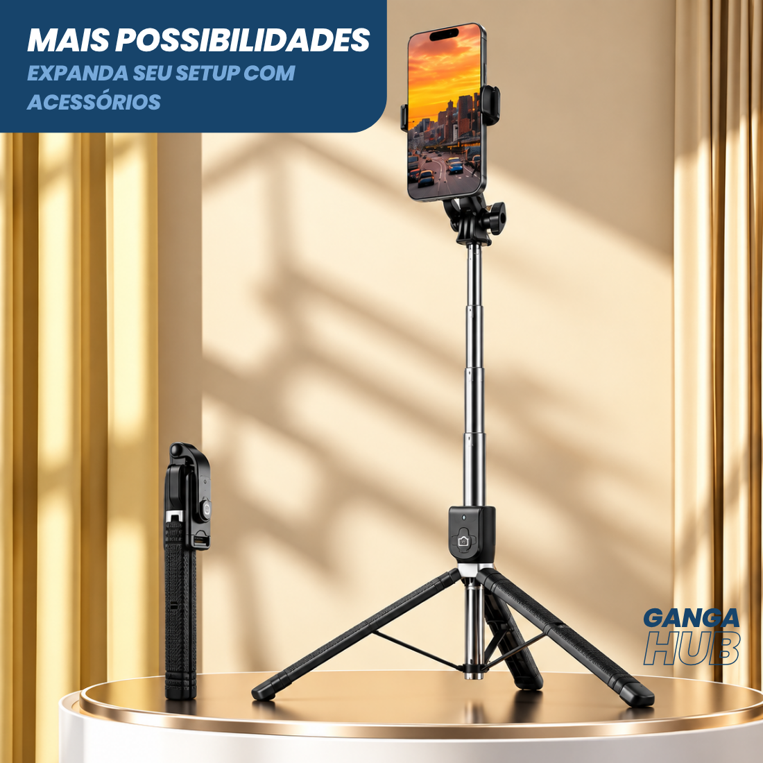 Bastão Tripé 1,7m Selfie Para Celular C/ Controle Sem Fio