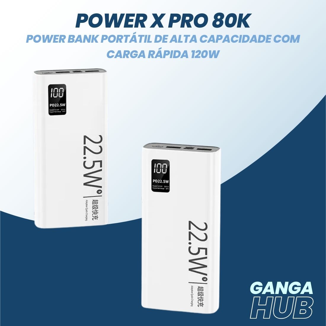 Power X Pro 80k - Power Bank Portátil de Alta Capacidade com Carga Rápida 120W
