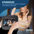 StudioFlex - Luz de Estúdio Portátil Potente e Ajustável com CRI >95, 20W, 8000mAh, 2700K-6500K, 1% a 100% Brilho, USB-C, 1/4" Rosca, 460g, para Vídeo, Fotografia, Streaming, E-commerce, YouTube