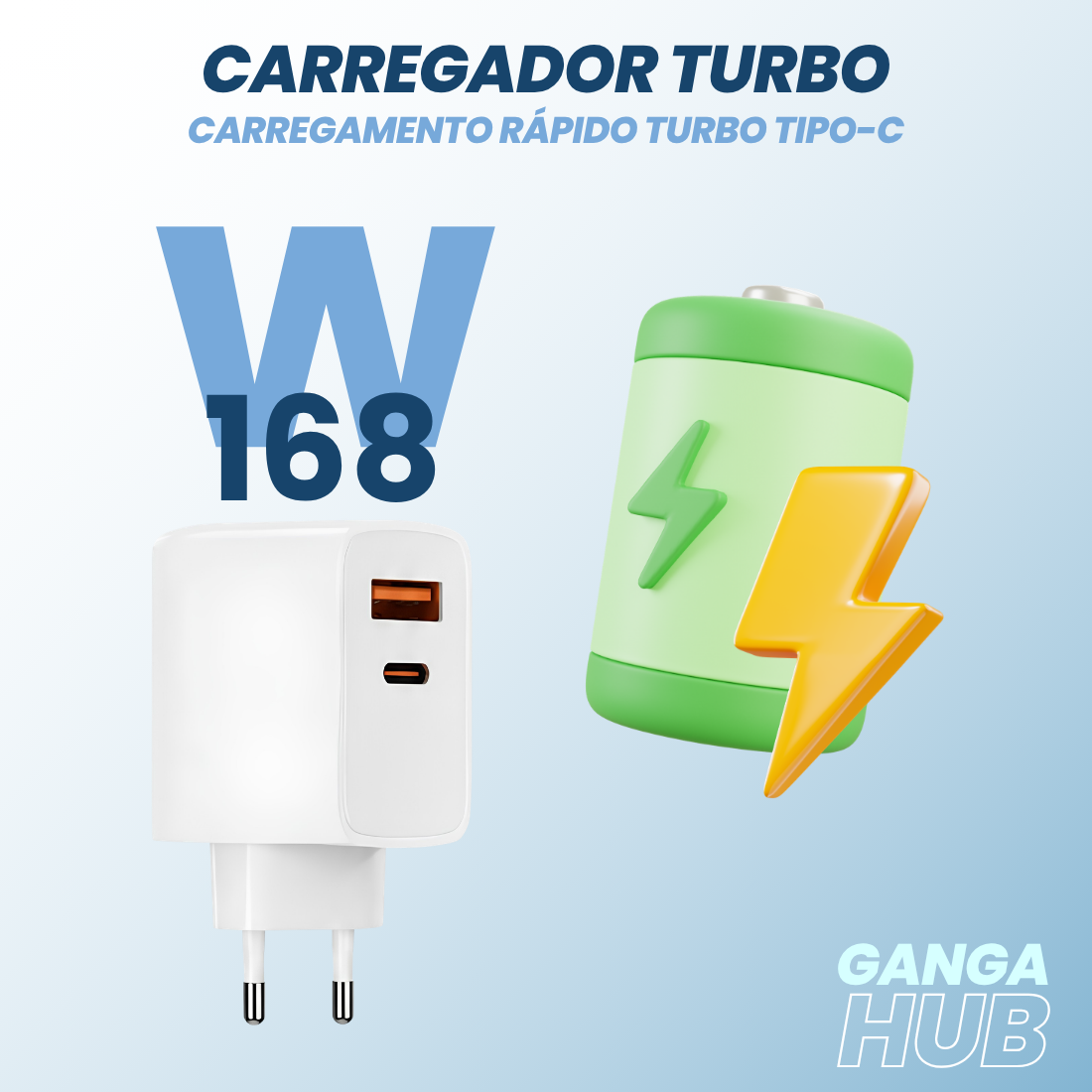 Turbo168 Duo 168W Carregador Turbo USB-C