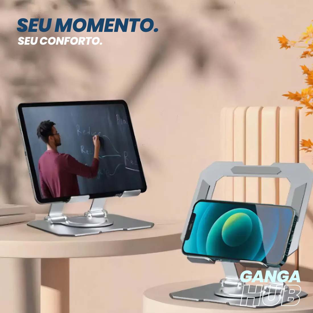 SUPORTE CELULAR TABLET AJUSTÁVEL DOBRÁVEL GIRATÓRIO 360
