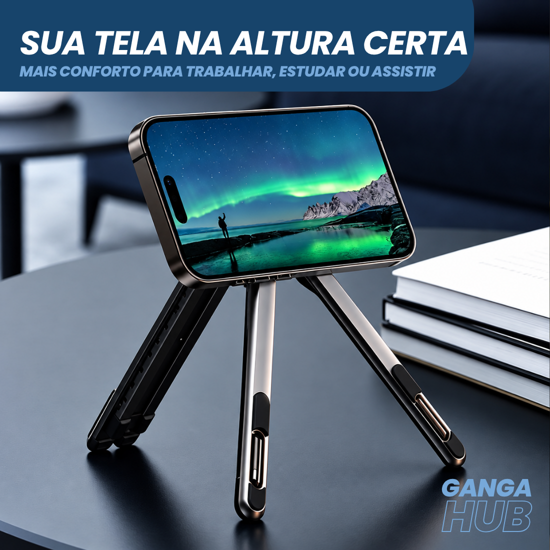 SUPORTE MAGNÉTICO DOBRÁVEL NOTEBOOK TABLET CELULAR ERGONÔMICO