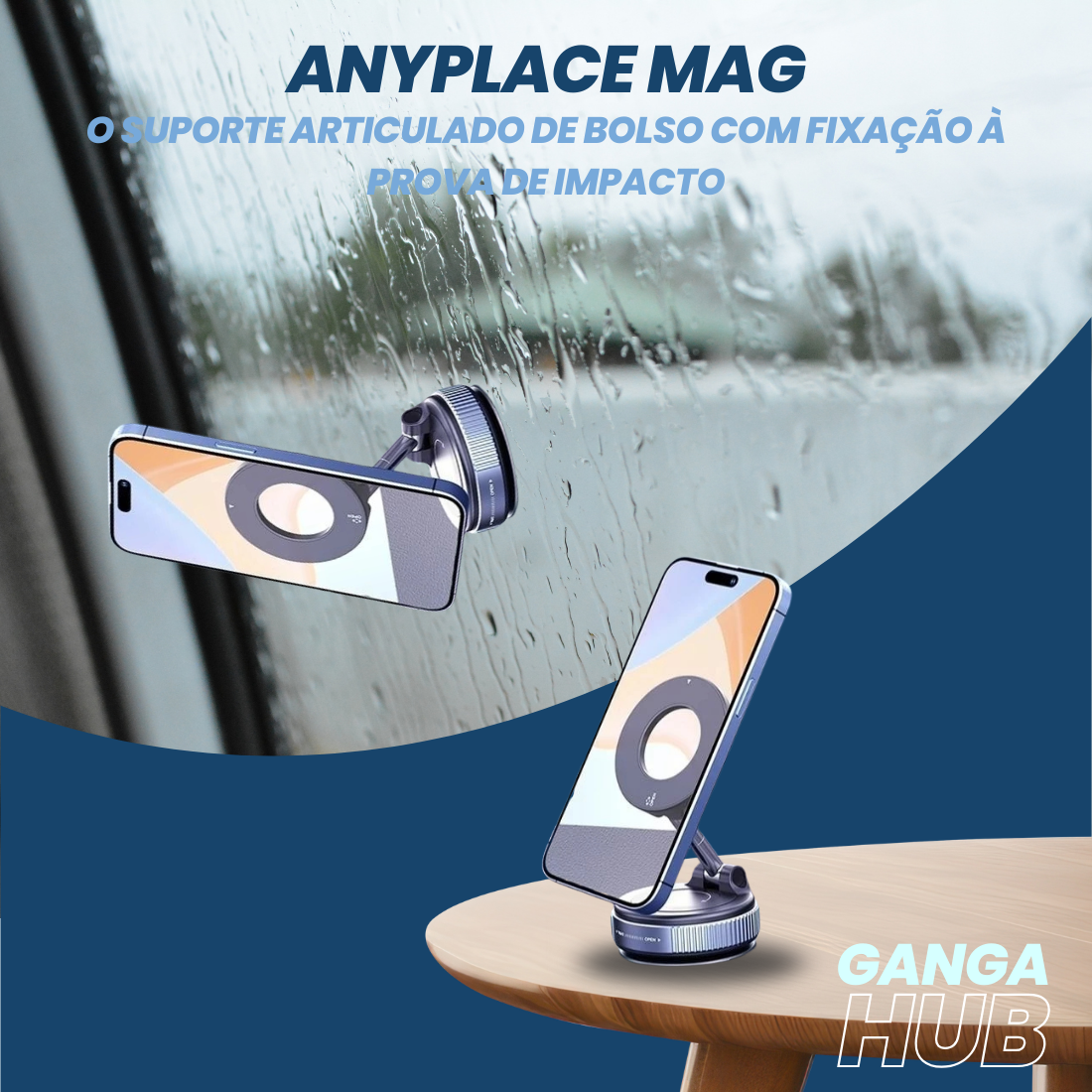 AnyPlace Mag - O Suporte Articulado de Bolso com Fixação à Prova de Impacto
