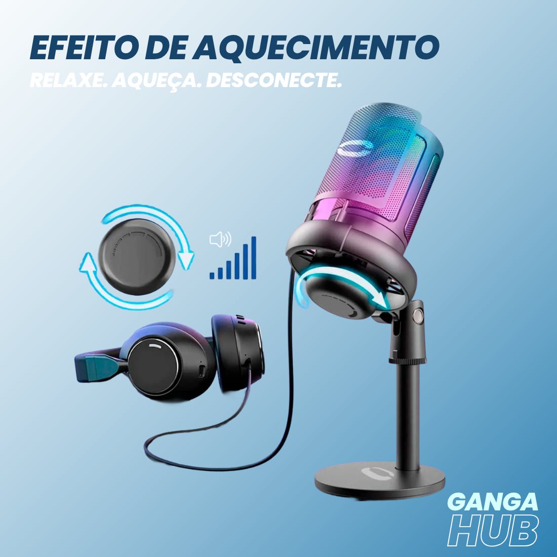 MICROFONE CONDENSADOR USB RGB PARA PC GAMER STREAMING
