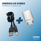 Kit Carregador Turbo 200W + Cabo USB-C 180° Reforçado para Carregamento Rápido