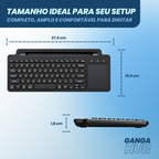 Teclado Ultra-fino sem fio BT 2 4GHz com Touchpad para Tablet PC Celular Notebook