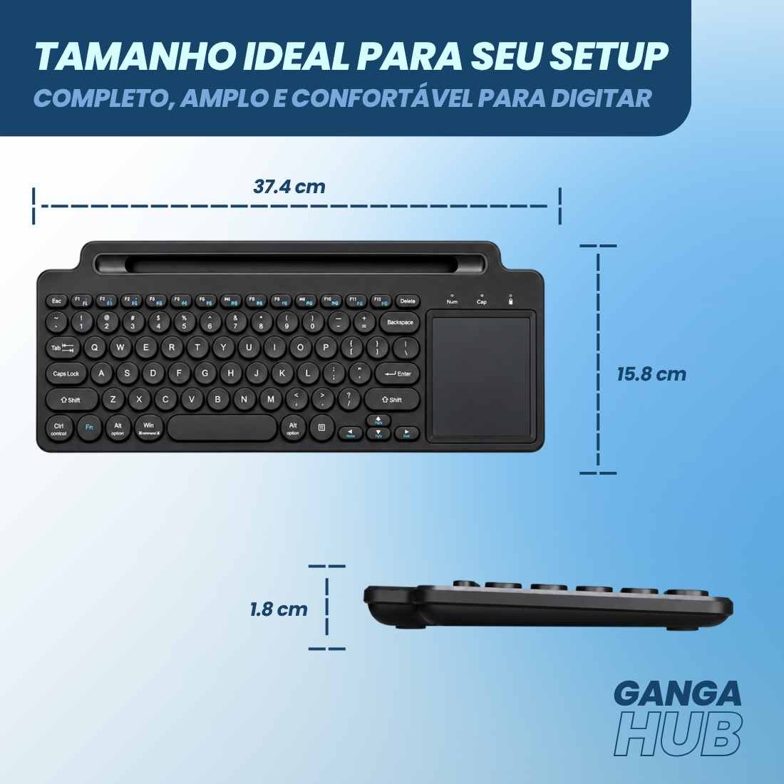 Teclado Ultra-fino sem fio BT 2 4GHz com Touchpad para Tablet PC Celular Notebook