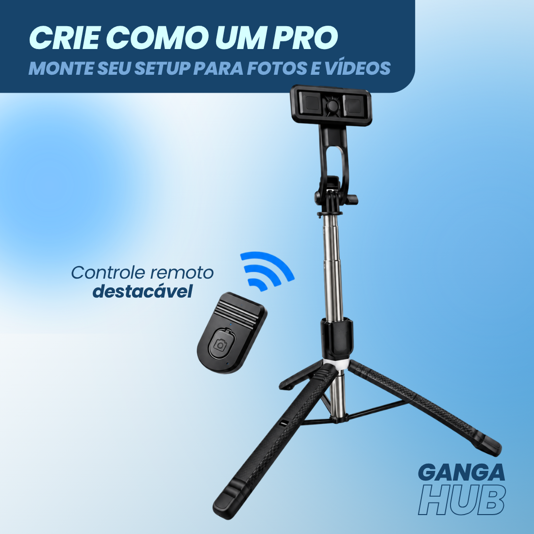 Bastão Tripé 1,7m Selfie Para Celular C/ Controle Sem Fio