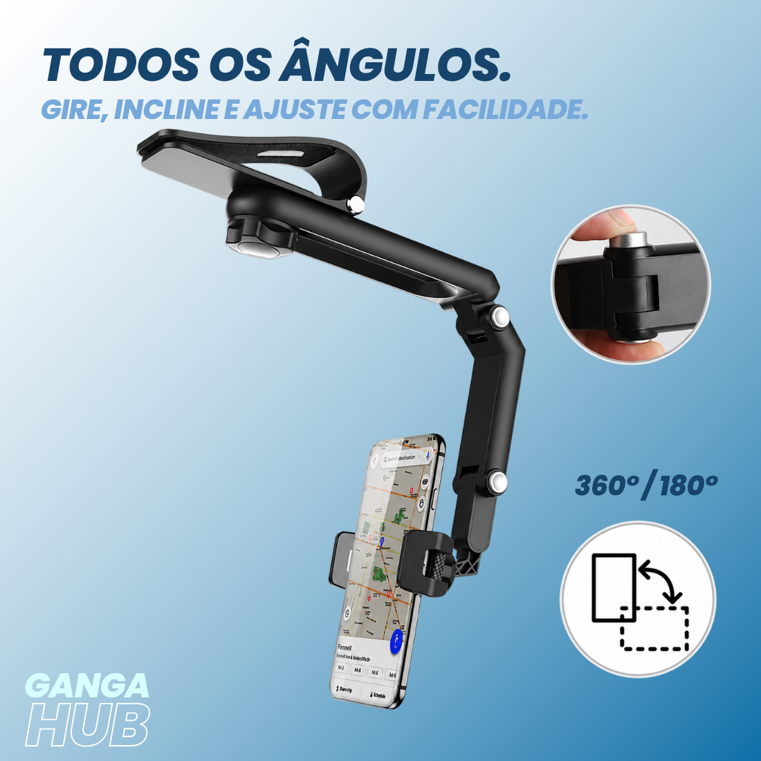 SUPORTE CELULAR PARA CARRO 360 REFORÇADO UNIVERSAL