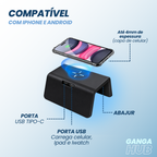 Base Carregador por Indução com Relógio Despertador e Luz RGB