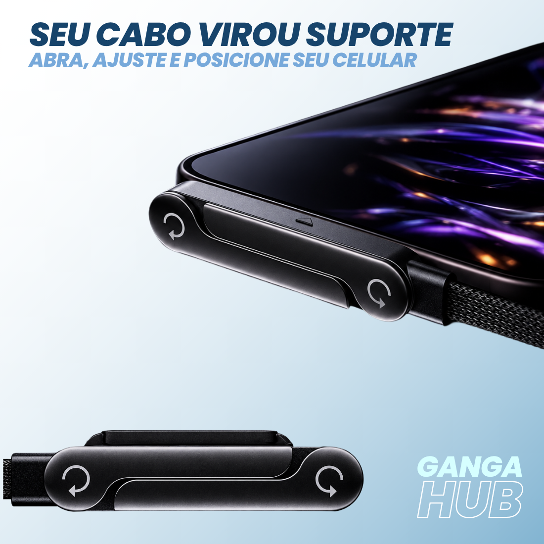 CABO USB-C 240W CARGA RÁPIDA SUPORTE DOBRÁVEL CELULAR