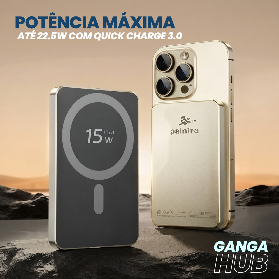 Carregador Portátil Magnético MagSafe 5000mAh Ultra Fino USB-C