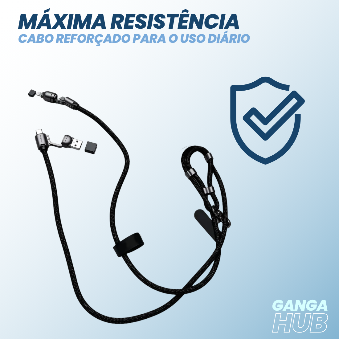 CABO 4 EM 1 – USB-A, USB-C e Lightning