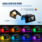 Base Carregador por Indução com Relógio Despertador e Luz RGB