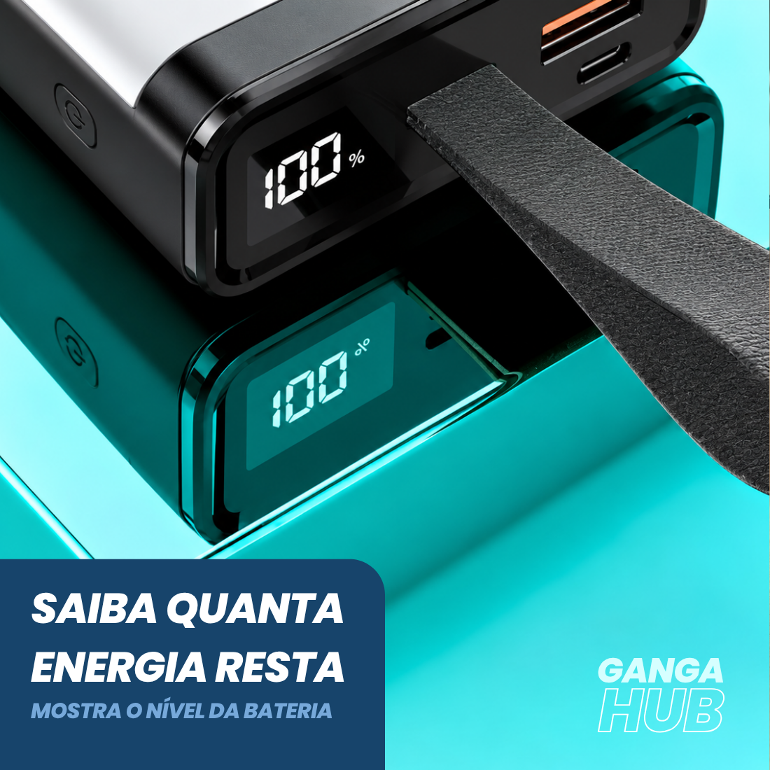 POWER BANK 20000MAH CARREGADOR PORTÁTIL UNIVERSAL CARGA RÁPIDA LANTERNA ANDROID IPHONE