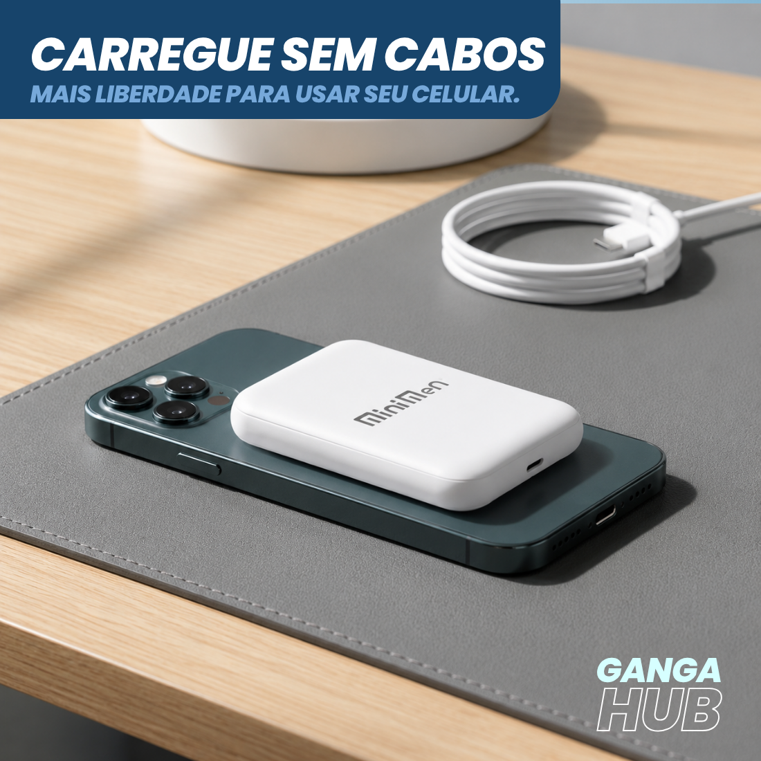 POWER BANK MAGNÉTICO SEM FIO PORTÁTIL PARA CELULAR