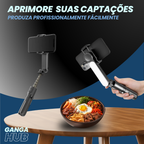 Mini Gimbal Tripé com Luz Embutida Estabilização e 70cm para Vlogs e Selfies