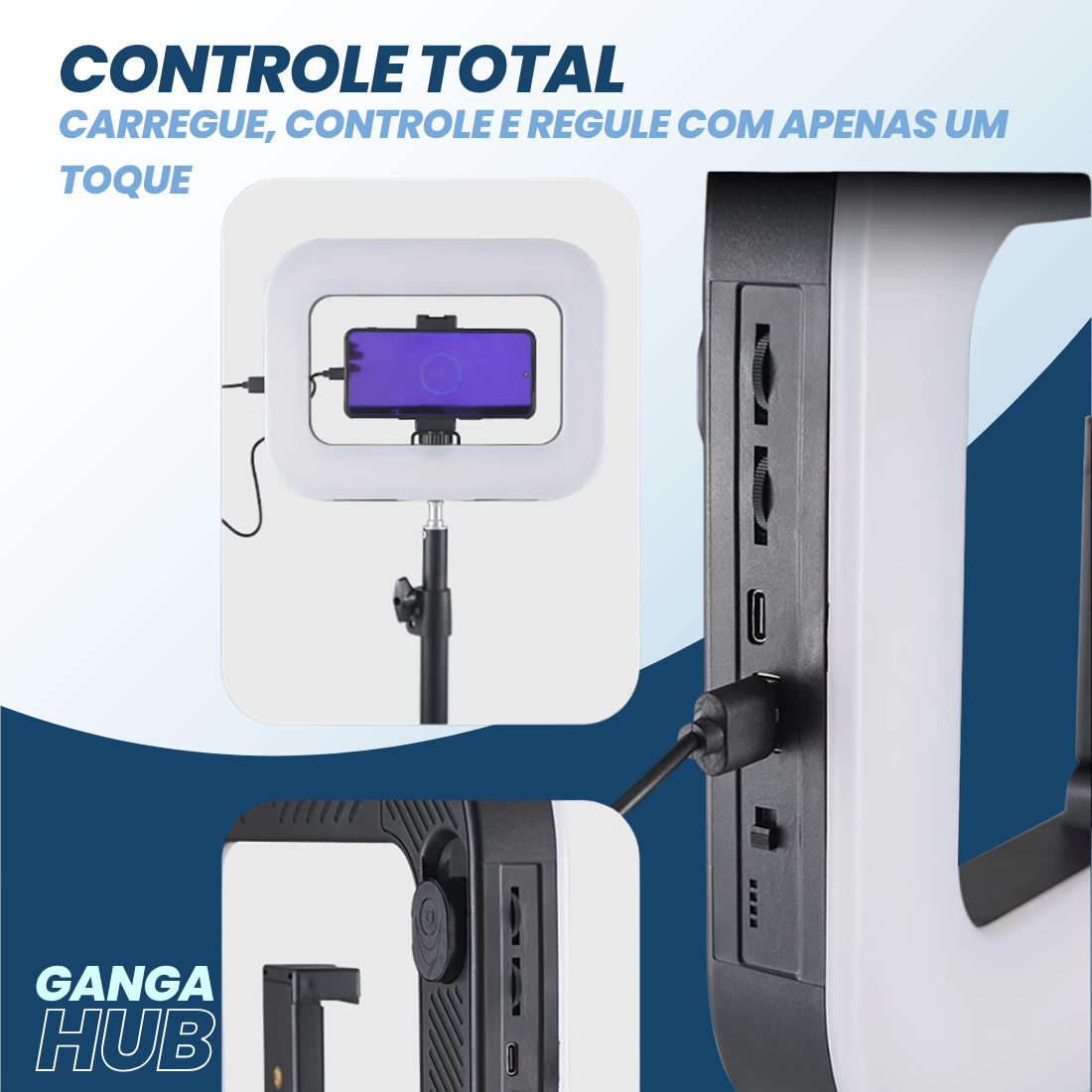 StudioFlex - Luz de Estúdio Portátil Potente e Ajustável com CRI >95, 20W, 8000mAh, 2700K-6500K, 1% a 100% Brilho, USB-C, 1/4" Rosca, 460g, para Vídeo, Fotografia, Streaming, E-commerce, YouTube