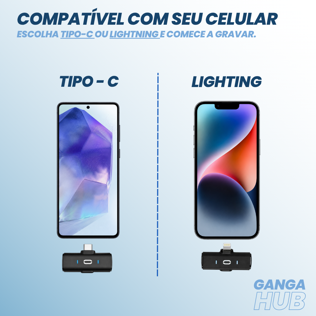 VoiceHub – Microfone de Lapela Sem Fio Magnético