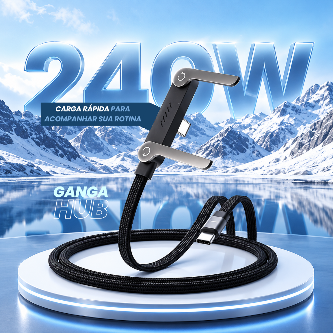 CABO USB-C 240W CARGA RÁPIDA SUPORTE DOBRÁVEL CELULAR