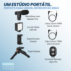 Suporte Estabilizador de Celular para Gravação com Microfone Shotgun e Luz LED