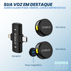 MICROFONE LAPELA SEM FIO DUPLO MAGNÉTICO TIPO-C LIGHTNING