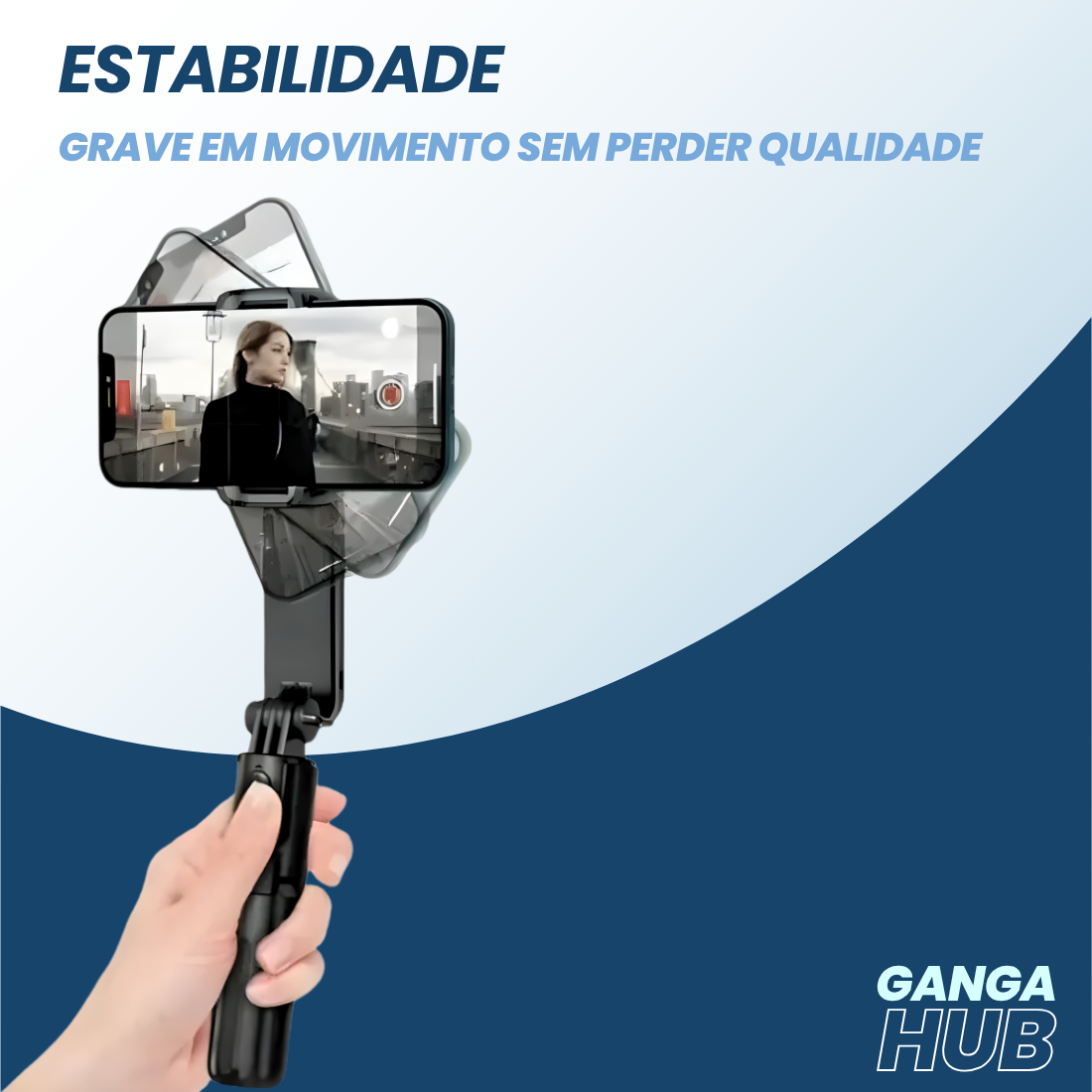 Mini Gimbal Tripé com Luz Embutida Estabilização e 70cm para Vlogs e Selfies