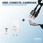 Kit Carregador Turbo 200W + Cabo USB-C 180° Reforçado para Carregamento Rápido