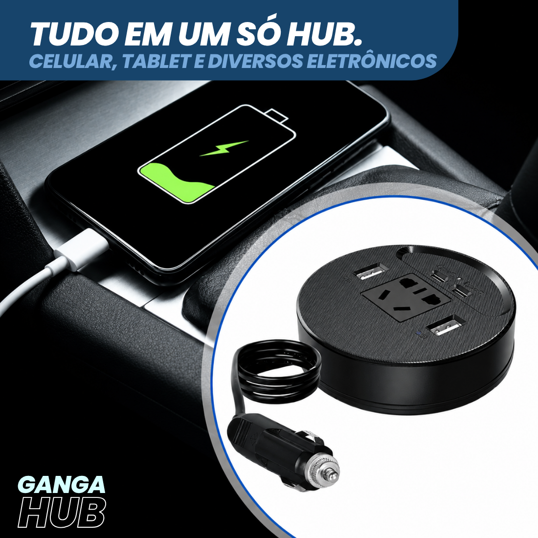 HUB INVERSOR VEICULAR CARREGADOR TOMADA