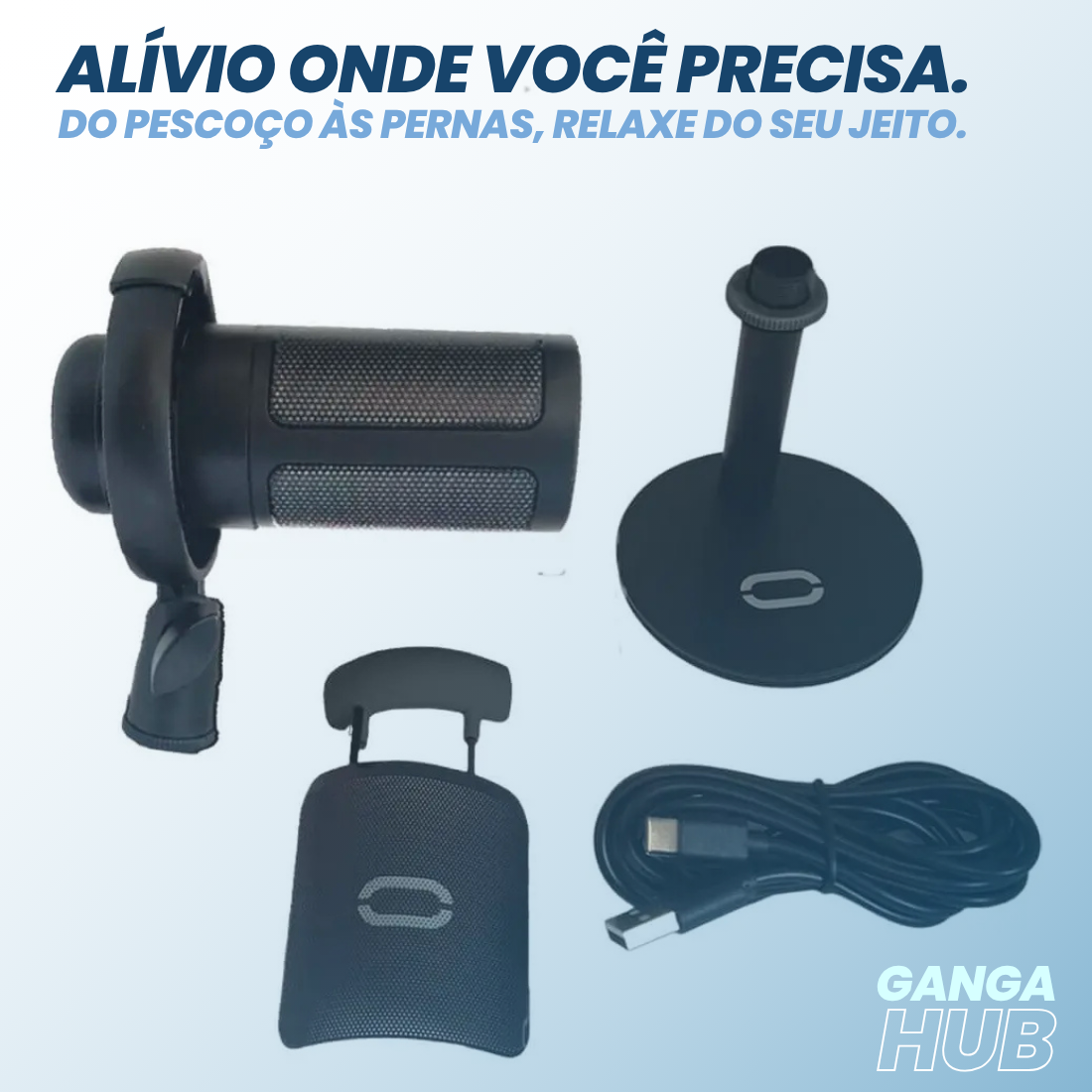 MICROFONE CONDENSADOR USB RGB PARA PC GAMER STREAMING