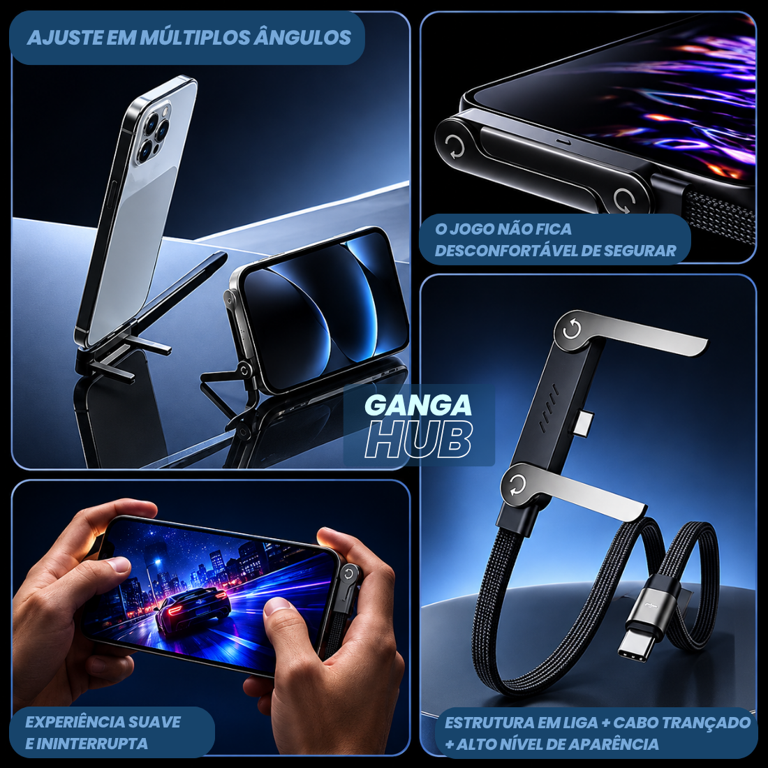 CABO USB-C 240W CARGA RÁPIDA SUPORTE DOBRÁVEL CELULAR
