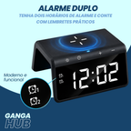 Base Carregador por Indução com Relógio Despertador e Luz RGB