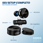 KIT MICROFONE LAPELA SEM FIO DUPLO 2 MICS IPHONE ANDROID