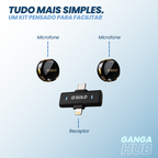 KIT MICROFONE LAPELA SEM FIO DUPLO 2 MICS IPHONE ANDROID