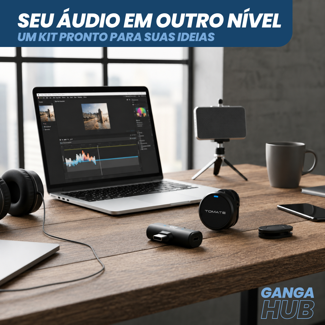 VoiceHub – Microfone de Lapela Sem Fio Magnético