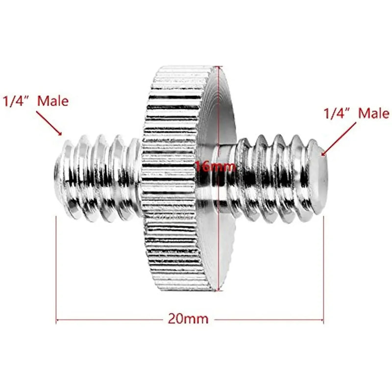 "Adaptador de Rosca 1/4&quot; Duplo Metálico para Tripés e Acessórios DSLR, Conjunto de 5 Peças, Disponível na Gangahub"
