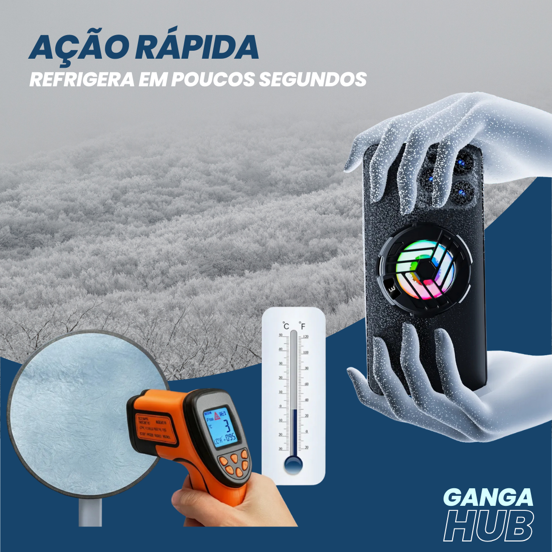 ArcticFan Ultra - O Cooler para celular que resfria em até -3 graus rapidamente.