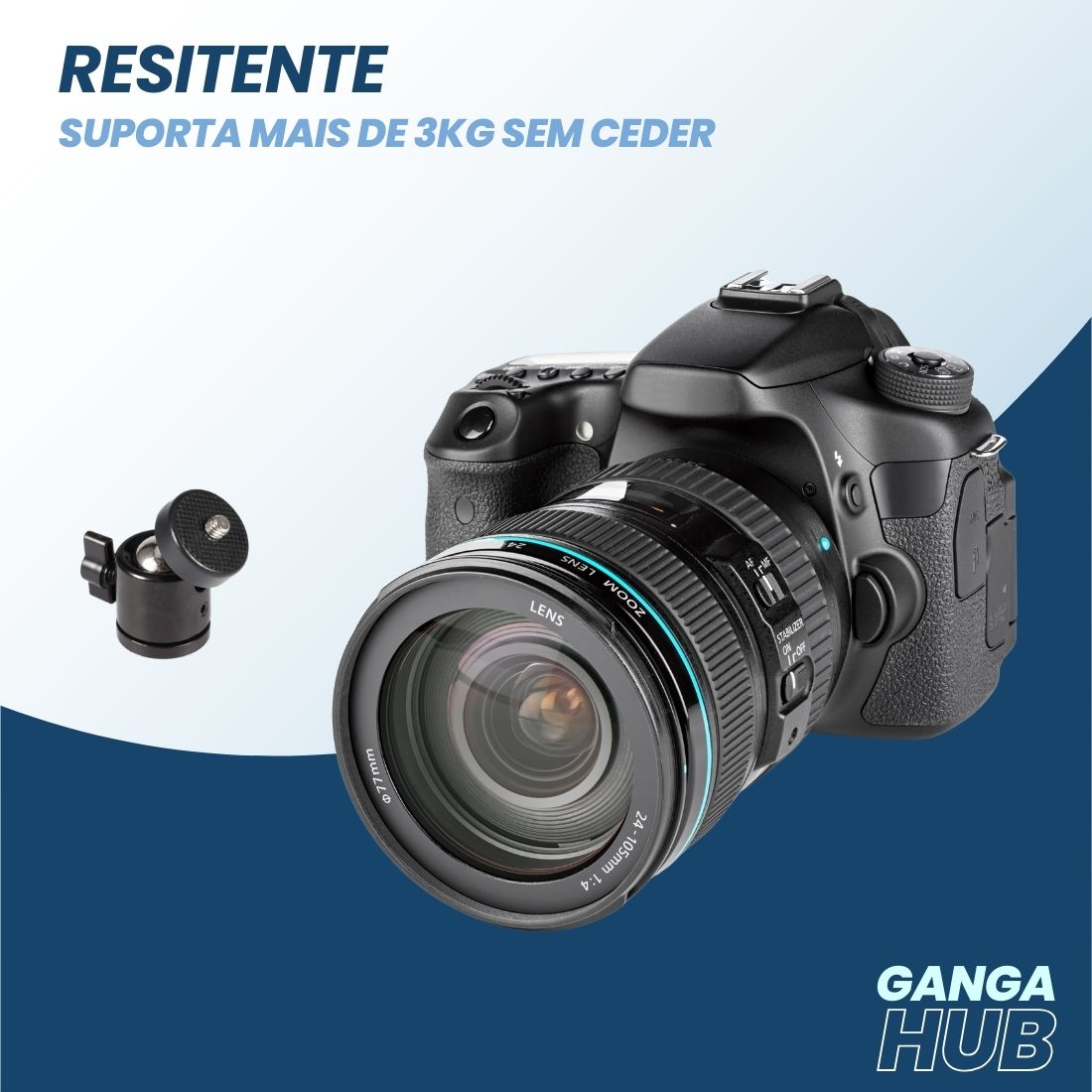 BallPro 360 - Mini Cabeça para Tripé com Rotação e Suporte para Câmeras e LEDs