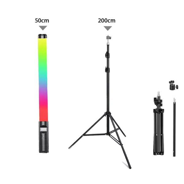 Chroma Pro - Bastão de Iluminação RGB Portátil com Tripé e Controle Remoto, ideal para fotografia e vídeo, iluminação LED multicolorida, leve e fácil de transportar.