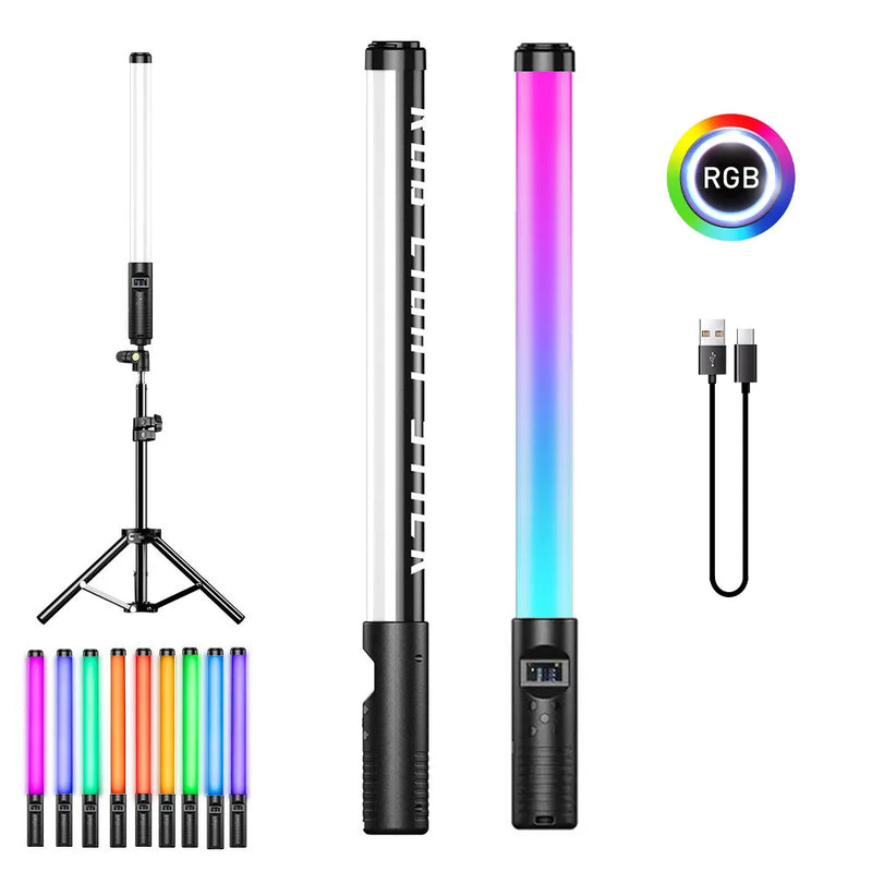 Chroma Pro - Bastão de Iluminação RGB Portátil com Tripé e Controle Remoto, ideal para fotografia e vídeo, iluminação LED multicolorida, leve e fácil de transportar.