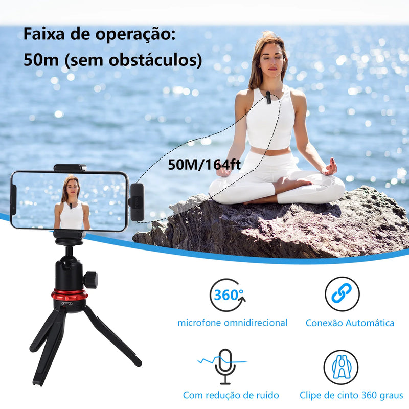Microfone de lapela sem fio Boya BY-V2 2.4G Digital, compatível com iPhone e iPad, ideal para gravações, entrevistas e podcasts. Design compacto, som profissional e conexão omnidirecional para criadores de conteúdo. Disponível na GangaHub