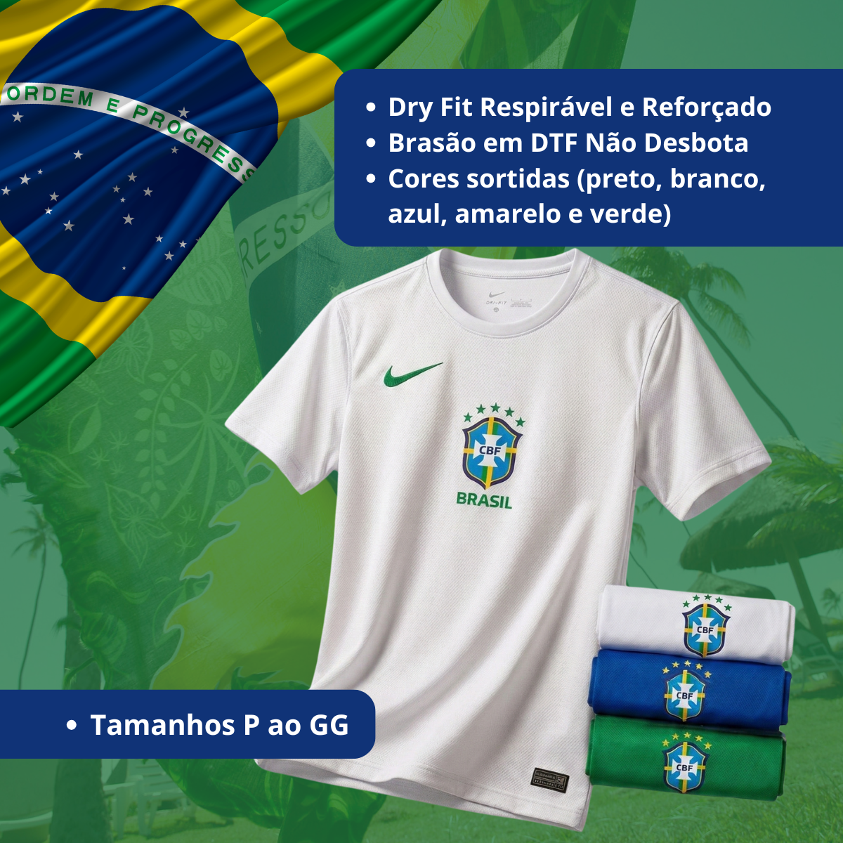 Camiseta De Time Brasil Torcedor Esportiva Dry Fit Cores