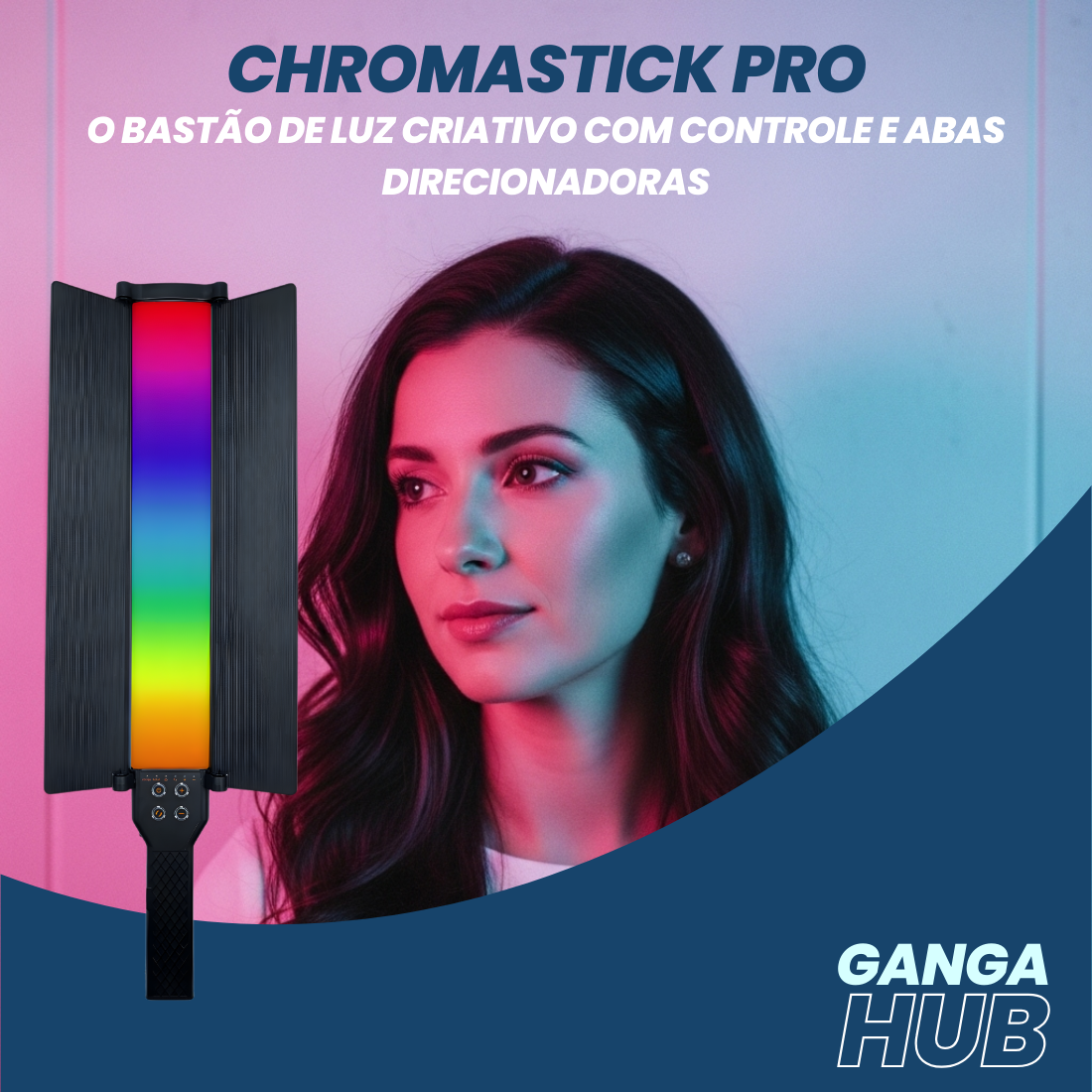 ChromaStick Pro - O Bastão de Luz Criativo com Controle e Abas Direcionadoras
