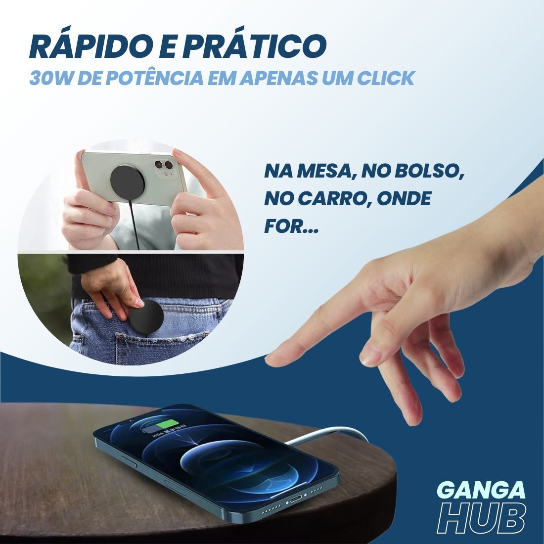 ClickCharge - Carregador magnético carregue com apenas um toque