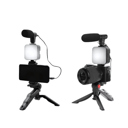 CreatorPro Kit - Tripé, Mini LED e Microfone para Gravações de Vídeos e Lives