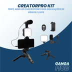 CreatorPro Kit - Tripé, Mini LED e Microfone para Gravações de Vídeos e Lives